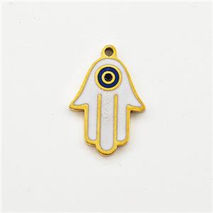 Stainless Steel Hand Pendant Enamel Evil Eye Gold Plated, approx 9-12mm