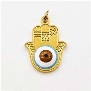 Stainless Steel Hand Pendant Evil Eye Gold Plated, approx 13-15mm
