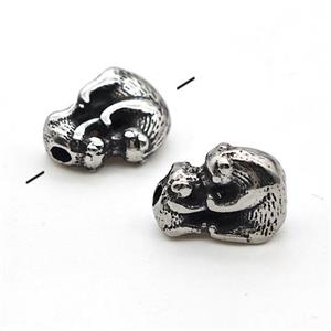 Stainless Steel Bear Beads Antique Silver, approx 8-12mm