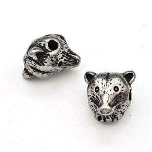 Sideburns Dog Charms Stainless Steel Beads Antique Silver, approx 9mm