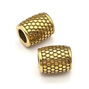 Stainless Steel Barrel Beads Large Hole gold plated, approx 9-11mm, 5mm hole