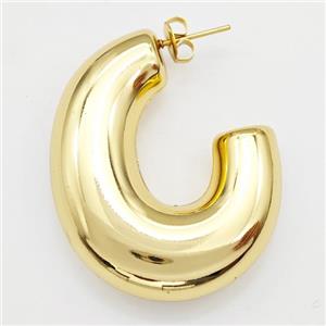 304 Stainless Steel Stud Earring Gold Plated, approx 10-12mm, 35-40mm