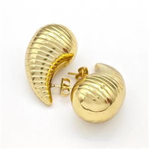 304 Stainless Steel Stud Earring Teardrop Hollow Gold Plated, approx 17-32mm