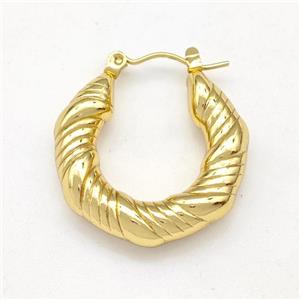 304 Stainless Steel Earring Hollow Gold Plated, approx 25mm dia