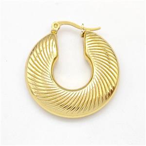 304 Stainless Steel Earring Hollow Gold Plated, approx 30mm dia