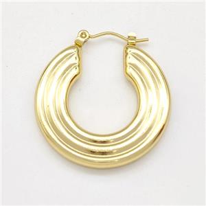 304 Stainless Steel Earring Hollow Gold Plated, approx 30mm dia