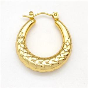 304 Stainless Steel Earring Hollow Gold Plated, approx 25mm dia