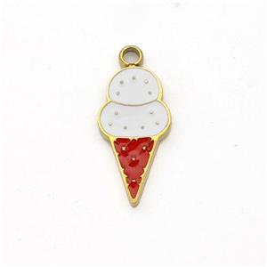 Ice Cream Charms Stainless Steel Pendant Enamel Gold Plated, approx 7-14mm