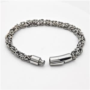 304 Stainless Steel Bracelet Antique Silver, approx 8-30mm, 6mm, 17cm length