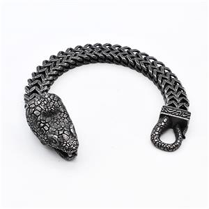 304 Stainless Steel Snake Bracelet Antique Black, approx 20-45mm, 12mm, 17cm length