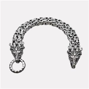 304 Stainless Steel Dragon Bracelet Antique Silver, approx 18-25mm, 13mm, 17cm length