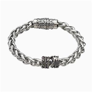 304 Stainless Steel Bracelet Antique Silver, approx 12-25mm, 11mm, 8mm, 16cm length