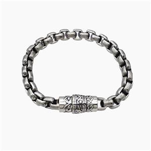 304 Stainless Steel Bracelet Antique Silver, approx 12-25mm, 8mm, 18cm length