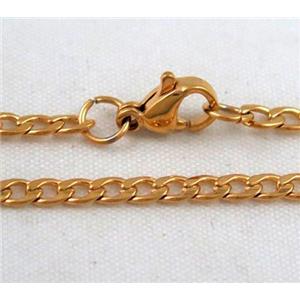 golden plated Stainless Steel Necklace Chain, approx 3mm wide, 45cm length