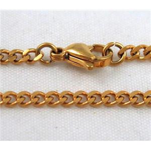 golden plated Stainless Steel Necklace Chain, approx 3mm wide, 45cm length