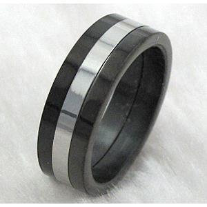 Stainless steel Ring, black, inside: 17.5mm dia