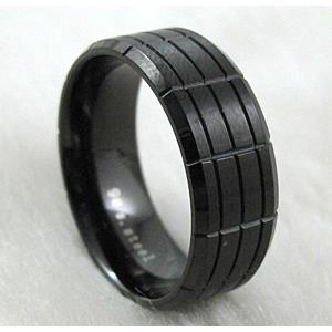 Stainless steel Ring, black, inside:18mm dia