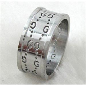 Stainless steel ring, platinum plated, inside: 18.5mm dia
