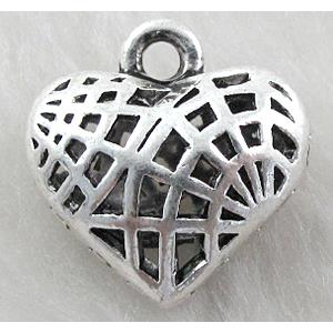 Tibetan Silver Charms heart pendant, 20mm wide