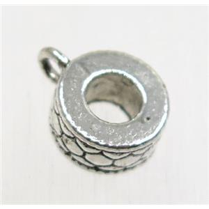 tibetan silver hanger, non-nickel, approx 10mm dia, 4.5mm hole