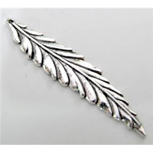 leaf, Tibetan Silver pendant, Non-Nickel, 57mm length