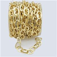 Iron Chain Hammered Gold Plated, approx 14-21mm