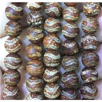 round tibetan agate beads, coffee, approx 10mm dia