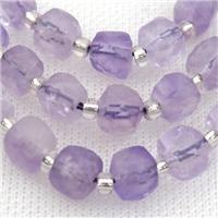 lt.purple Amethyst Beads, faceted cube, approx 10mm